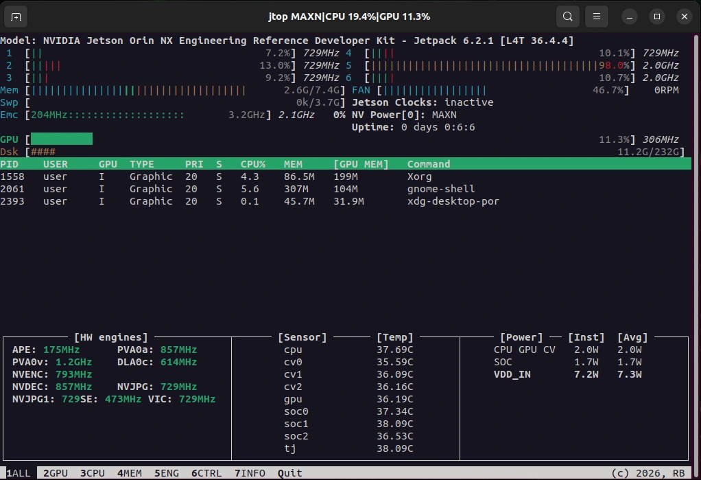 jtop main screen
