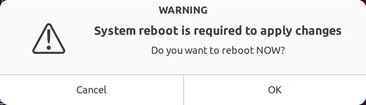 Reboot confirmation dialog