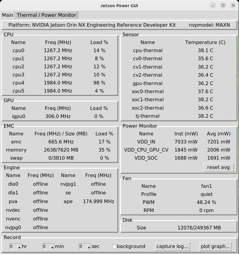 Jetson Power GUI main tab