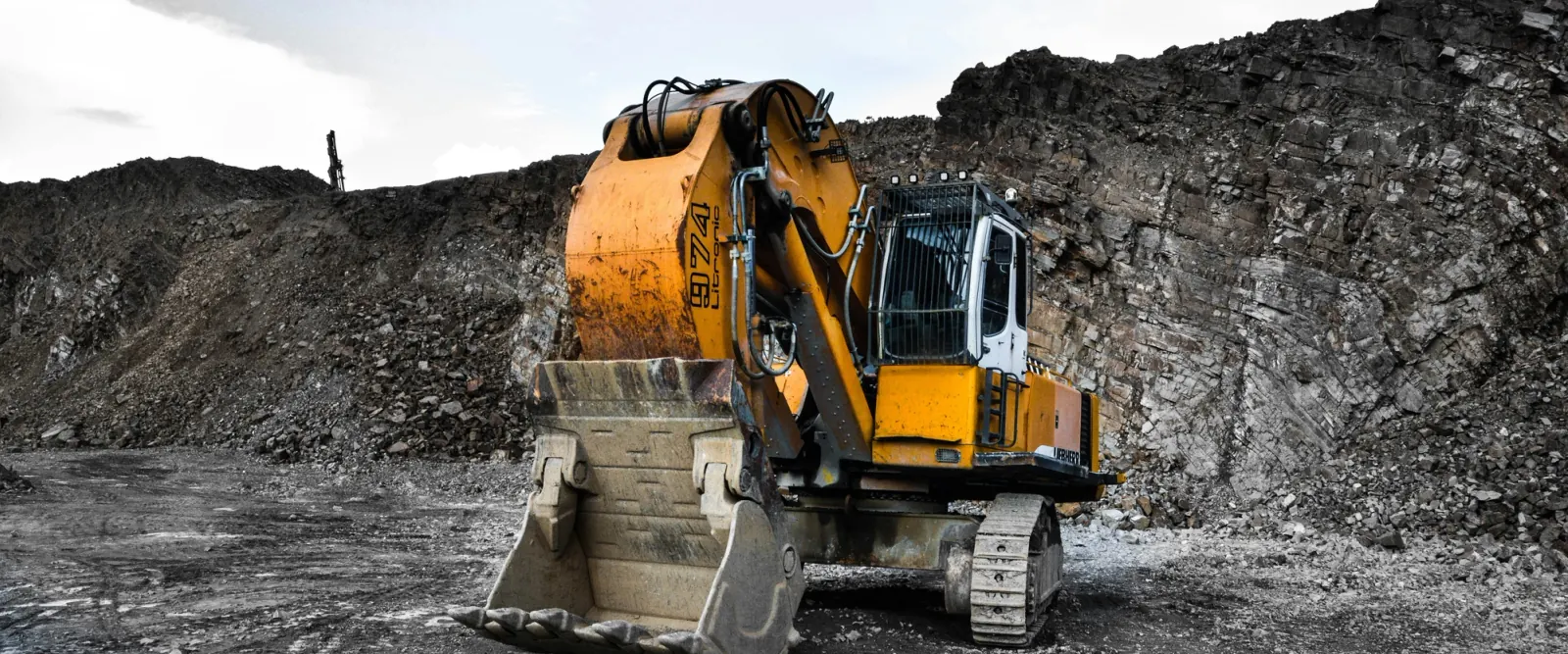 Excavator in a quarry