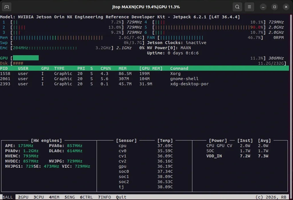 jtop main screen