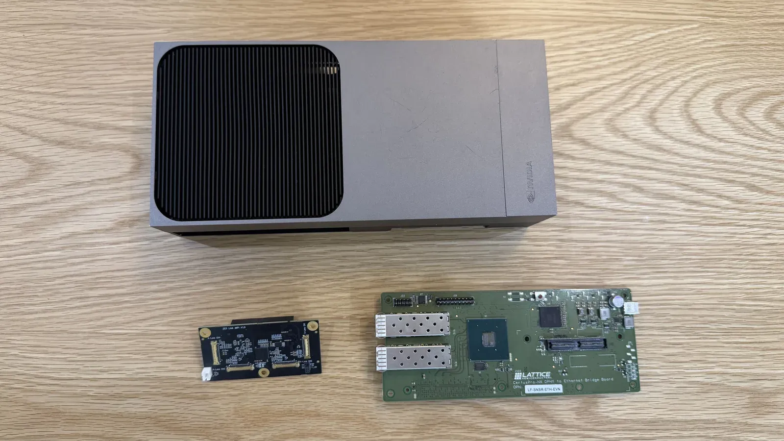 NVIDIA Jetson AGX Thor Developer Kit, ZED Link MIPI Quad capture card and NVIDIA Holoscan Sensor Bridge